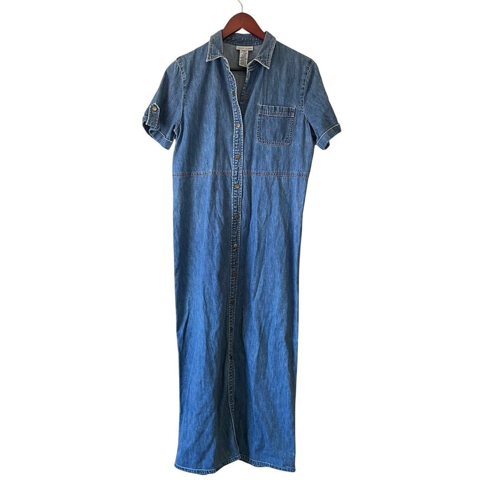 Vintage 90s jones‎ jeans denim maxi shirt dress size 10